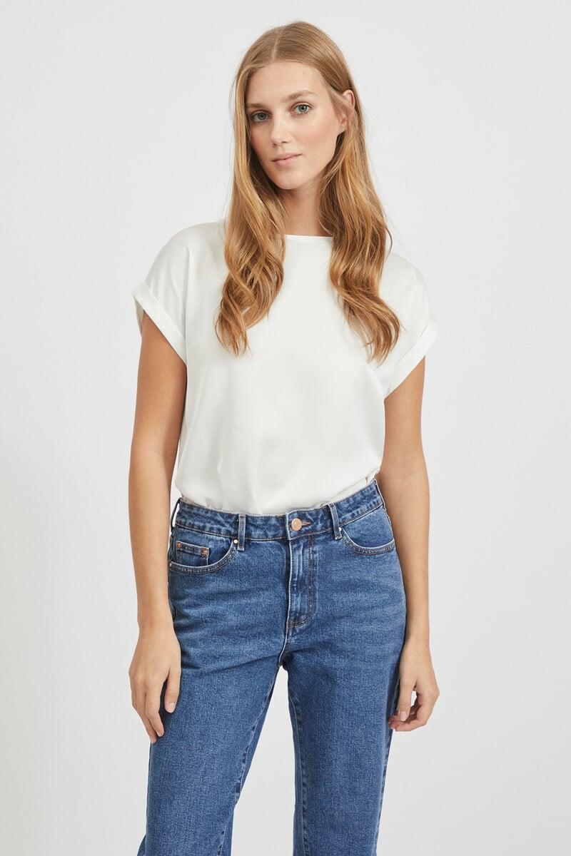 Cortefiel Blusa Satinada Manga Corta