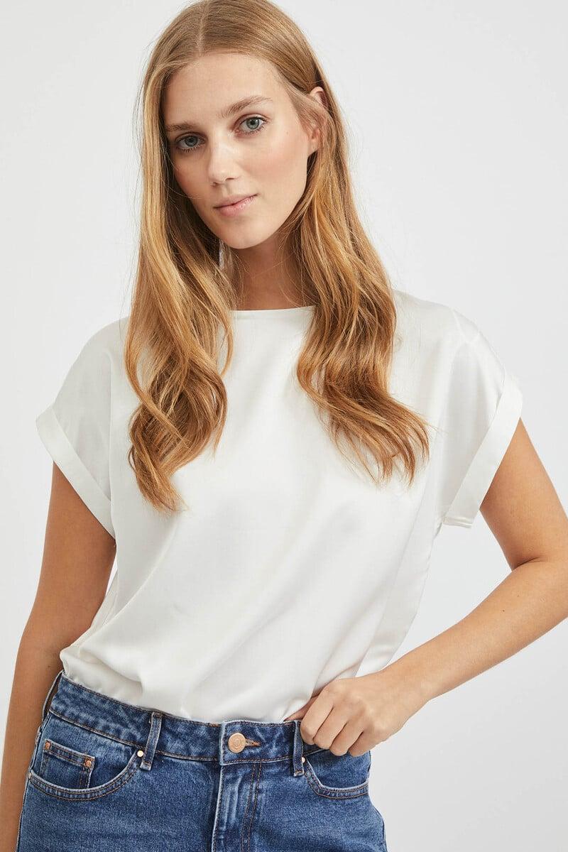 Cortefiel Blusa Satinada Manga Corta