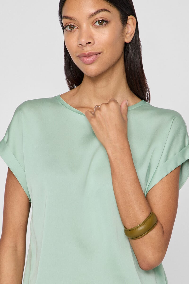 Cortefiel Blusa Satinada Manga Corta