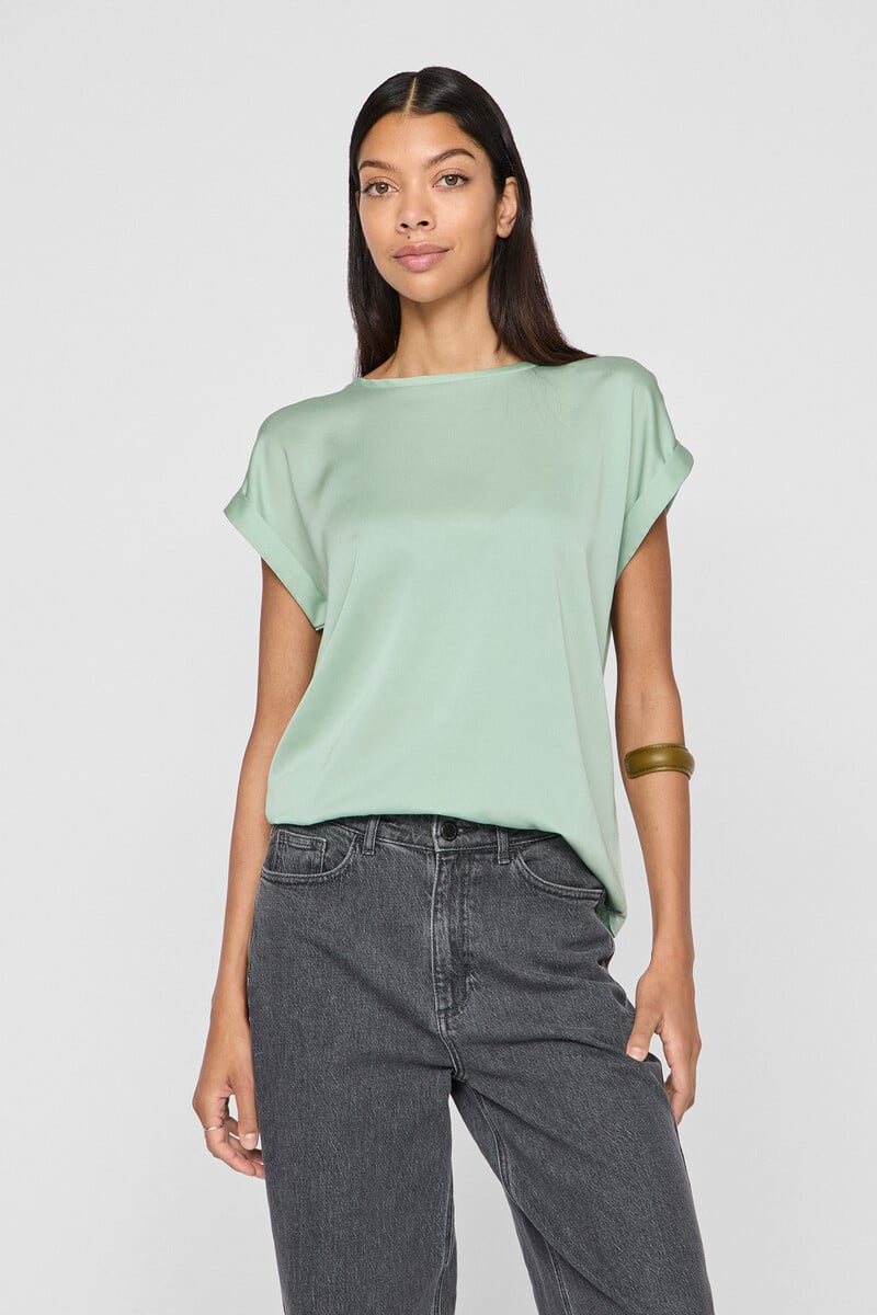 Cortefiel Blusa Satinada Manga Corta