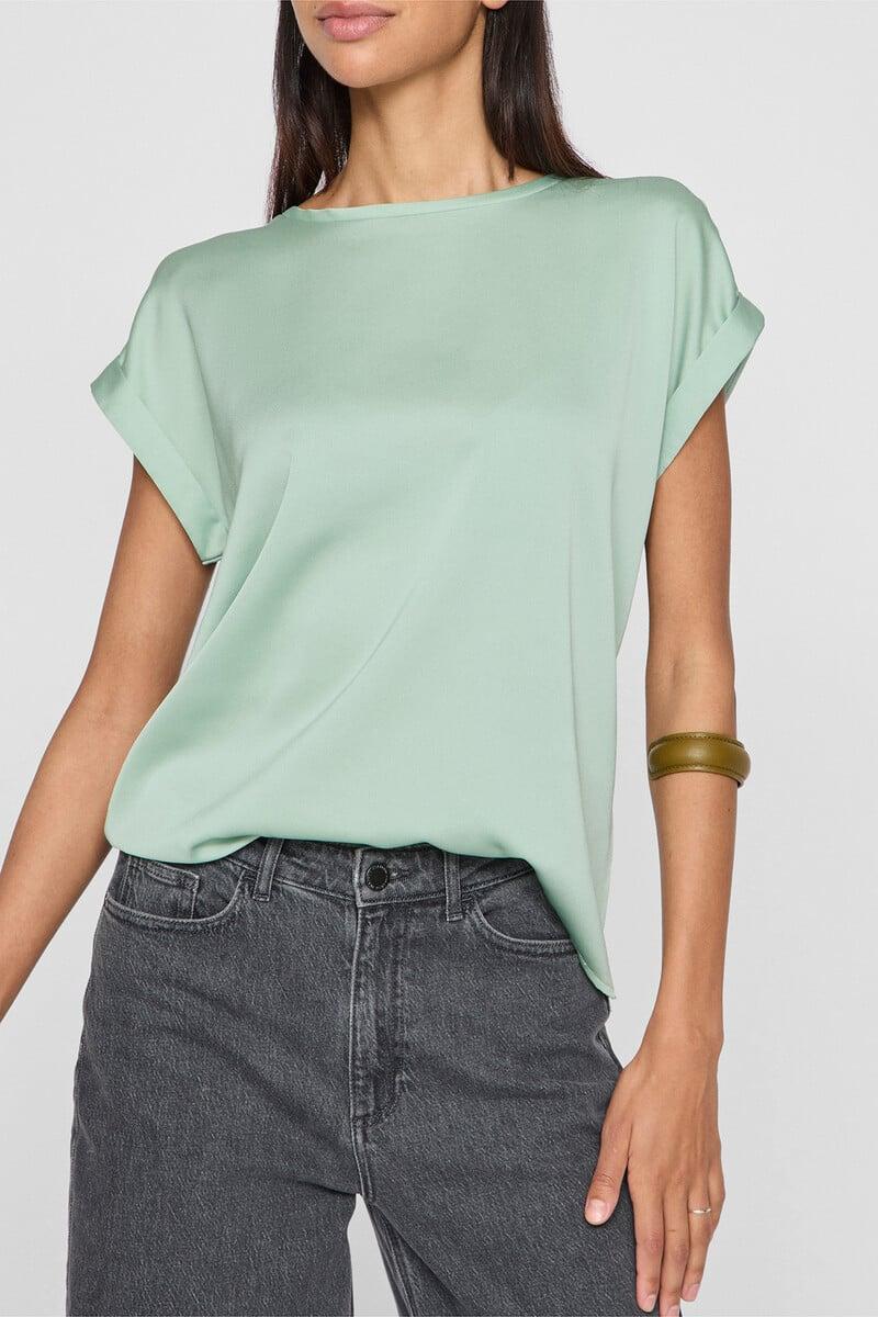 Cortefiel Blusa Satinada Manga Corta