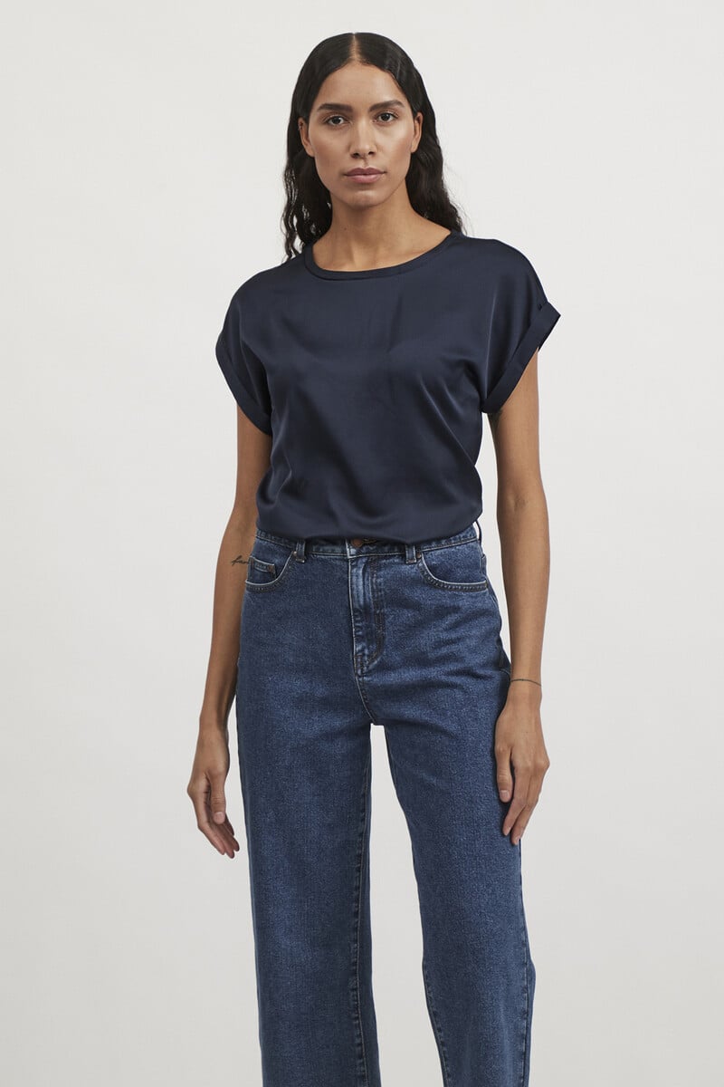 Cortefiel Blusa Satinada Manga Corta