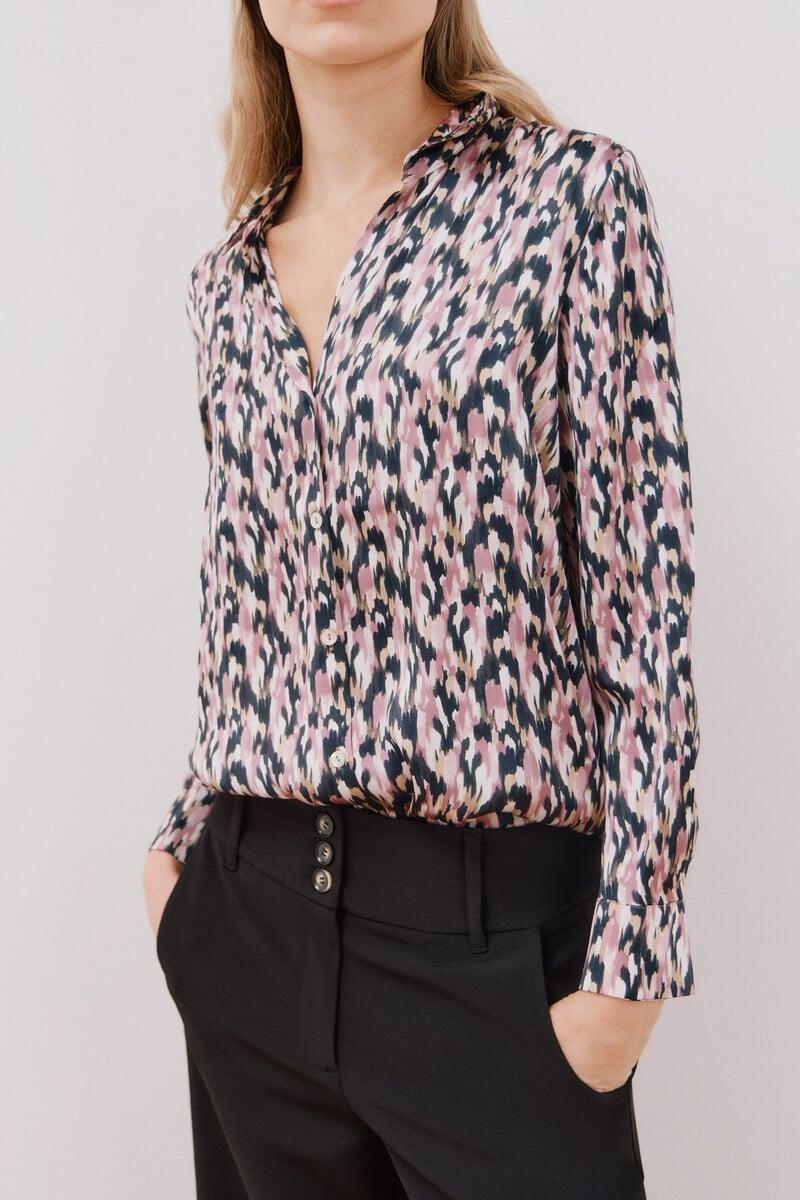 Cortefiel Blusa Satinada Manga Larga