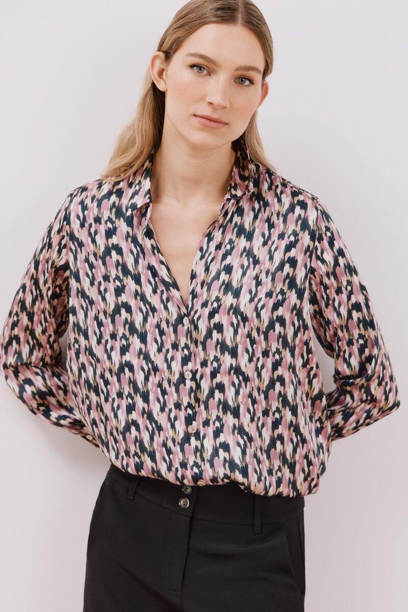 Cortefiel Blusa Satinada Manga Larga