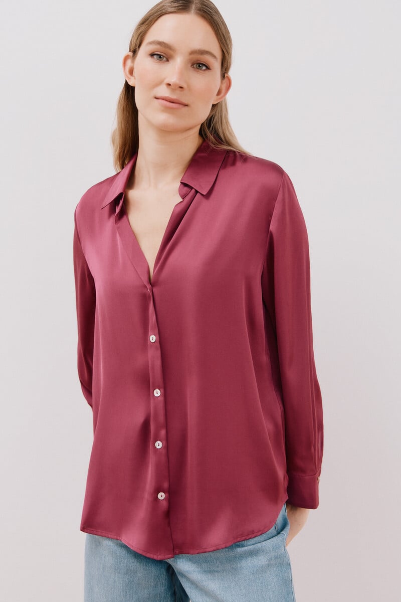 Cortefiel Blusa satinada manga larga