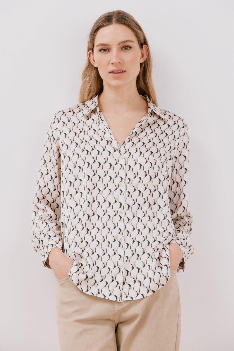 Cortefiel Blusa Satinada Manga Larga