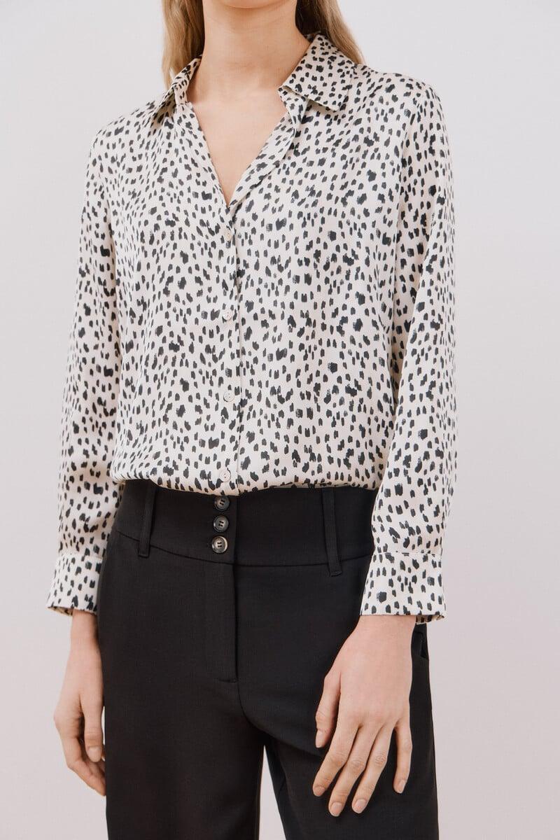 Cortefiel Blusa Satinada Manga Larga