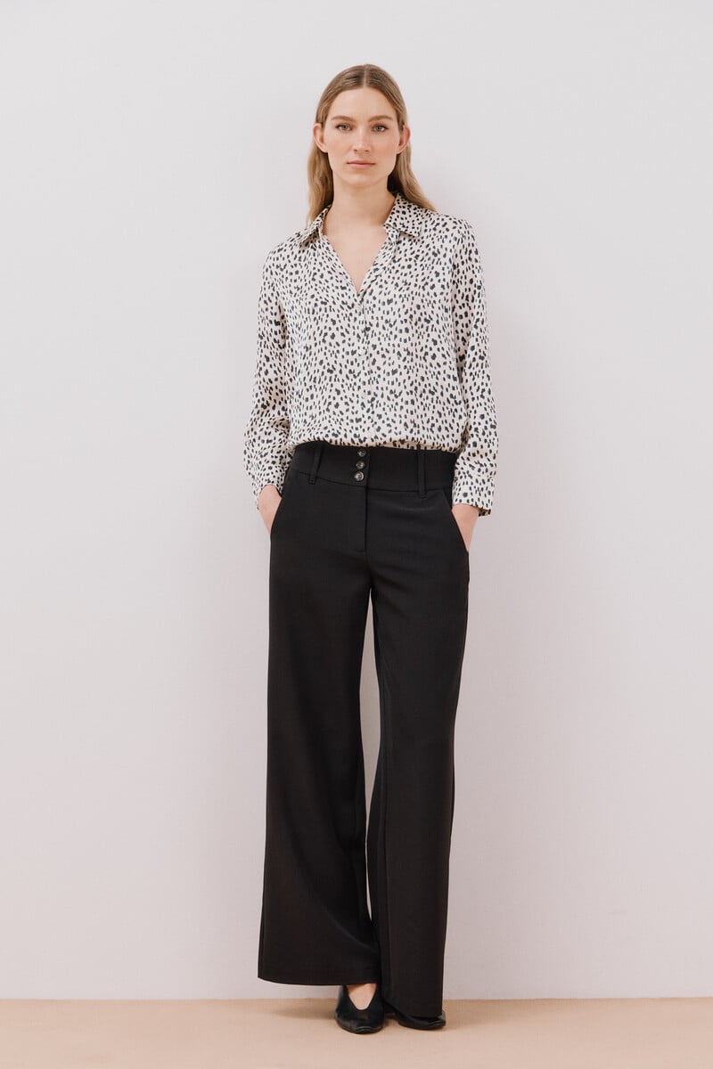 Cortefiel Blusa Satinada Manga Larga
