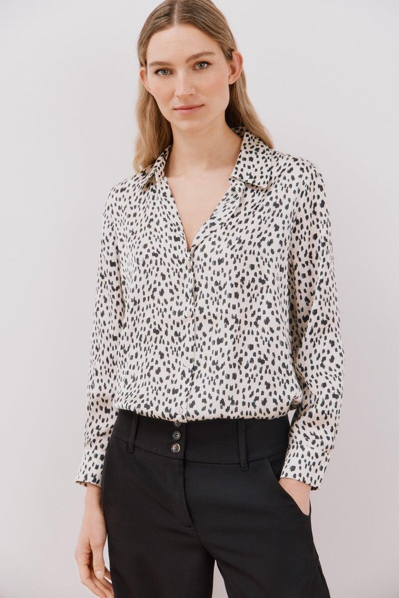 Cortefiel Blusa satinada manga larga