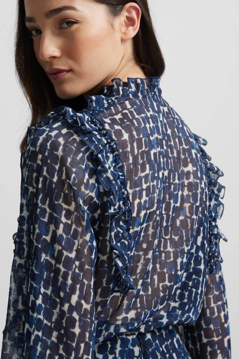 Cortefiel Blusa Volantes Estampado