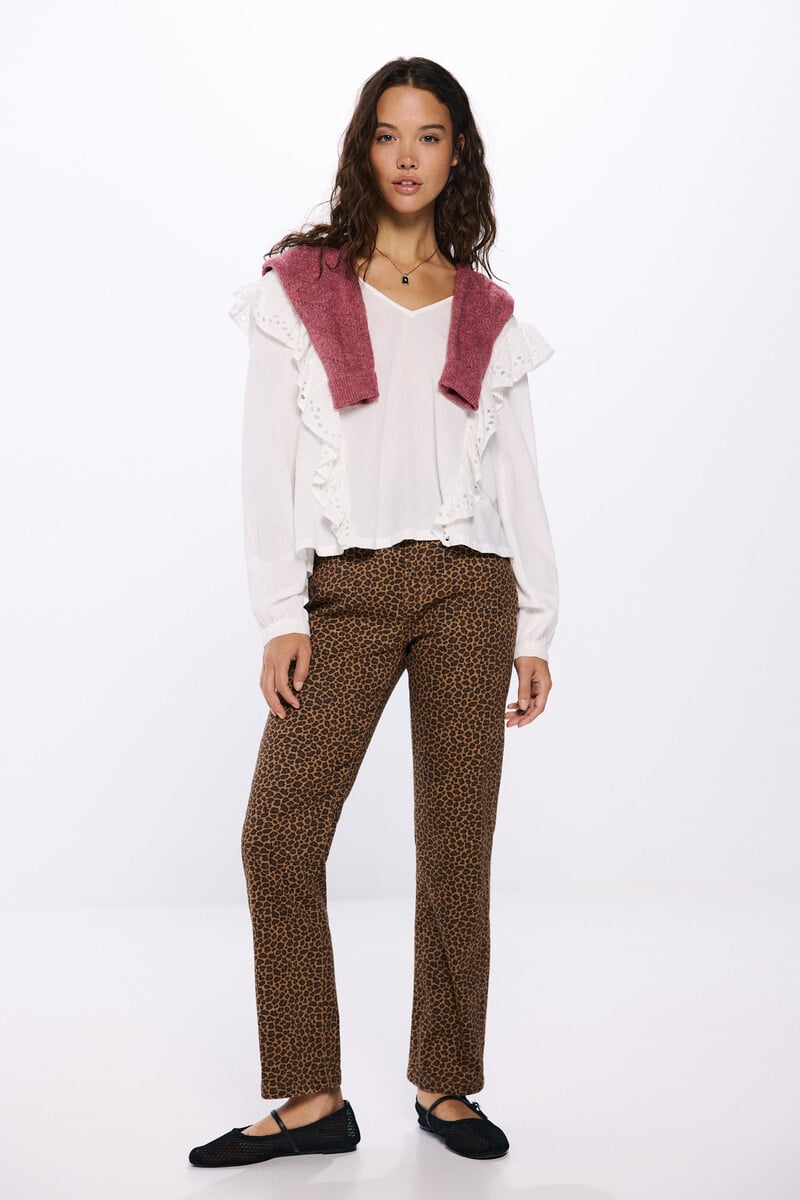 Cortefiel Blusa Volantes Schiffly