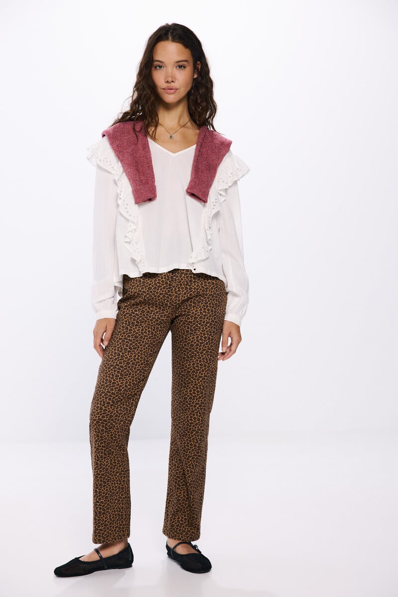 Cortefiel Blusa Volantes Schiffly