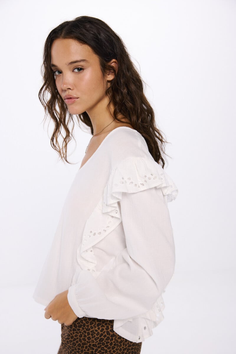 Cortefiel Blusa volantes schiffly
