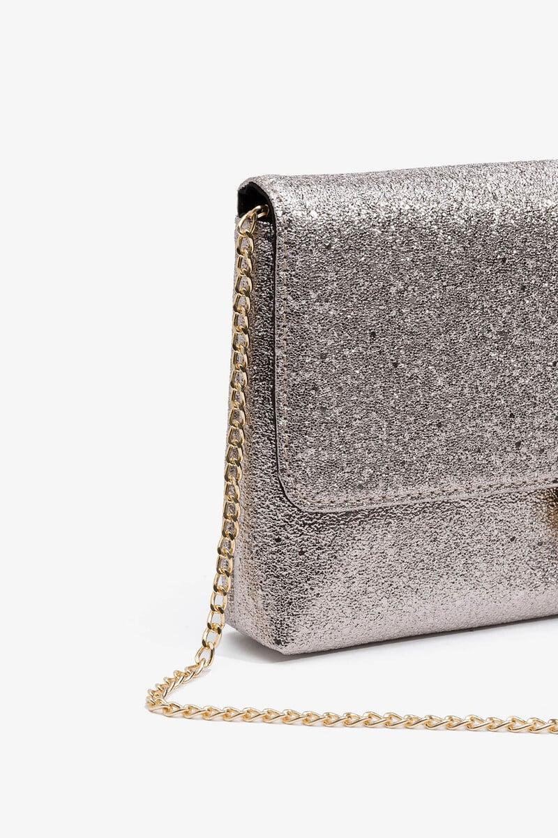 Cortefiel Bolso De Fiesta Efecto Piel Metalizado