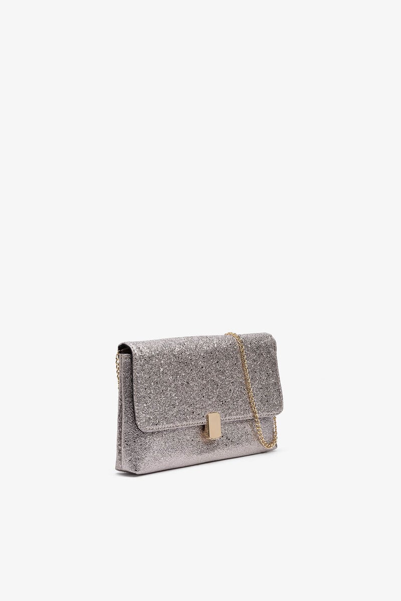 Cortefiel Bolso De Fiesta Efecto Piel Metalizado