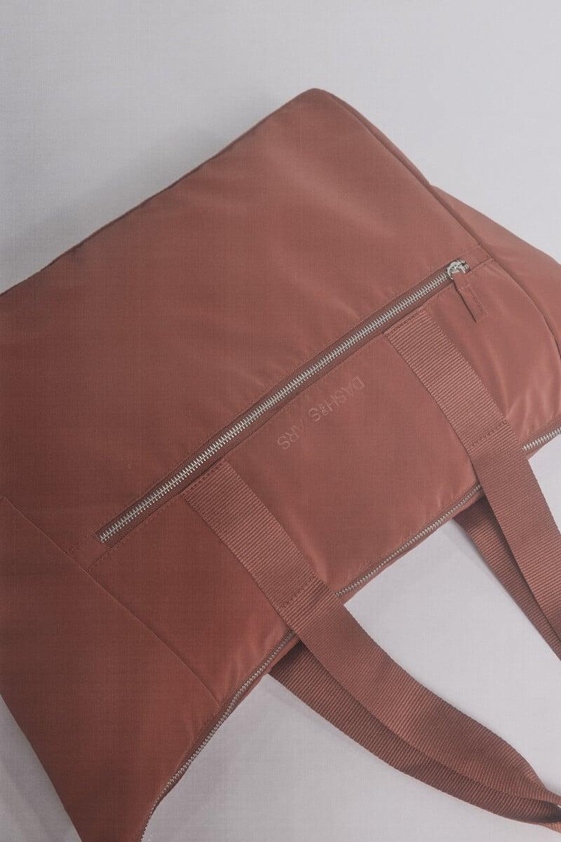 Cortefiel Bolso Shopper Marrón Nylon