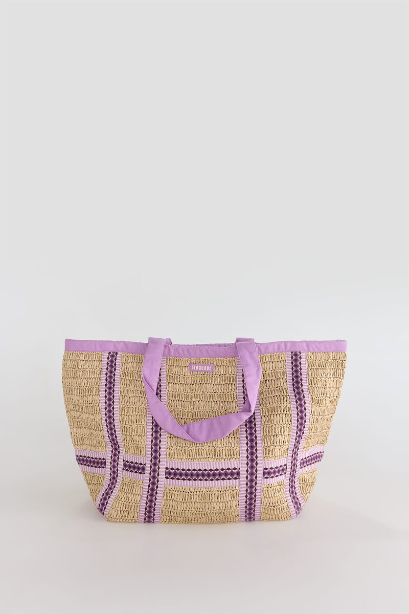 Cortefiel Bolso Shopper Rafia Cintas