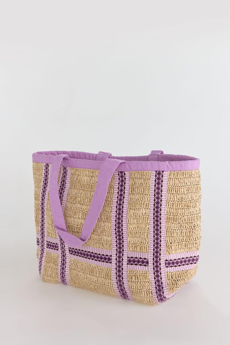 Cortefiel Bolso Shopper Rafia Cintas