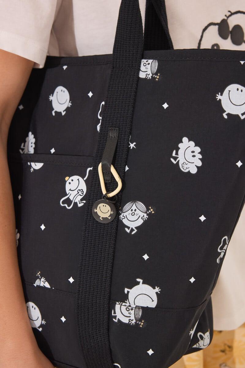 Cortefiel Bolso Tote Negro Mr. Men & Little Miss