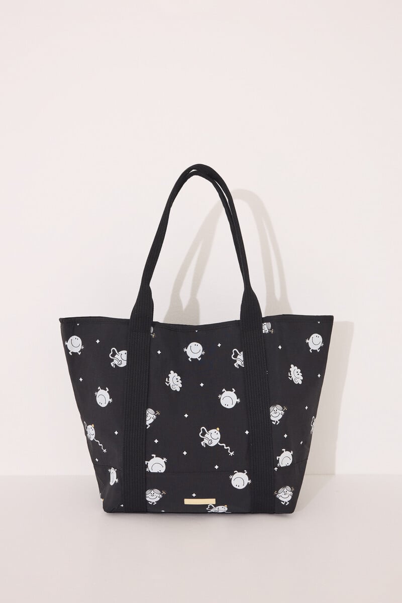 Cortefiel Bolso Tote Negro Mr. Men & Little Miss
