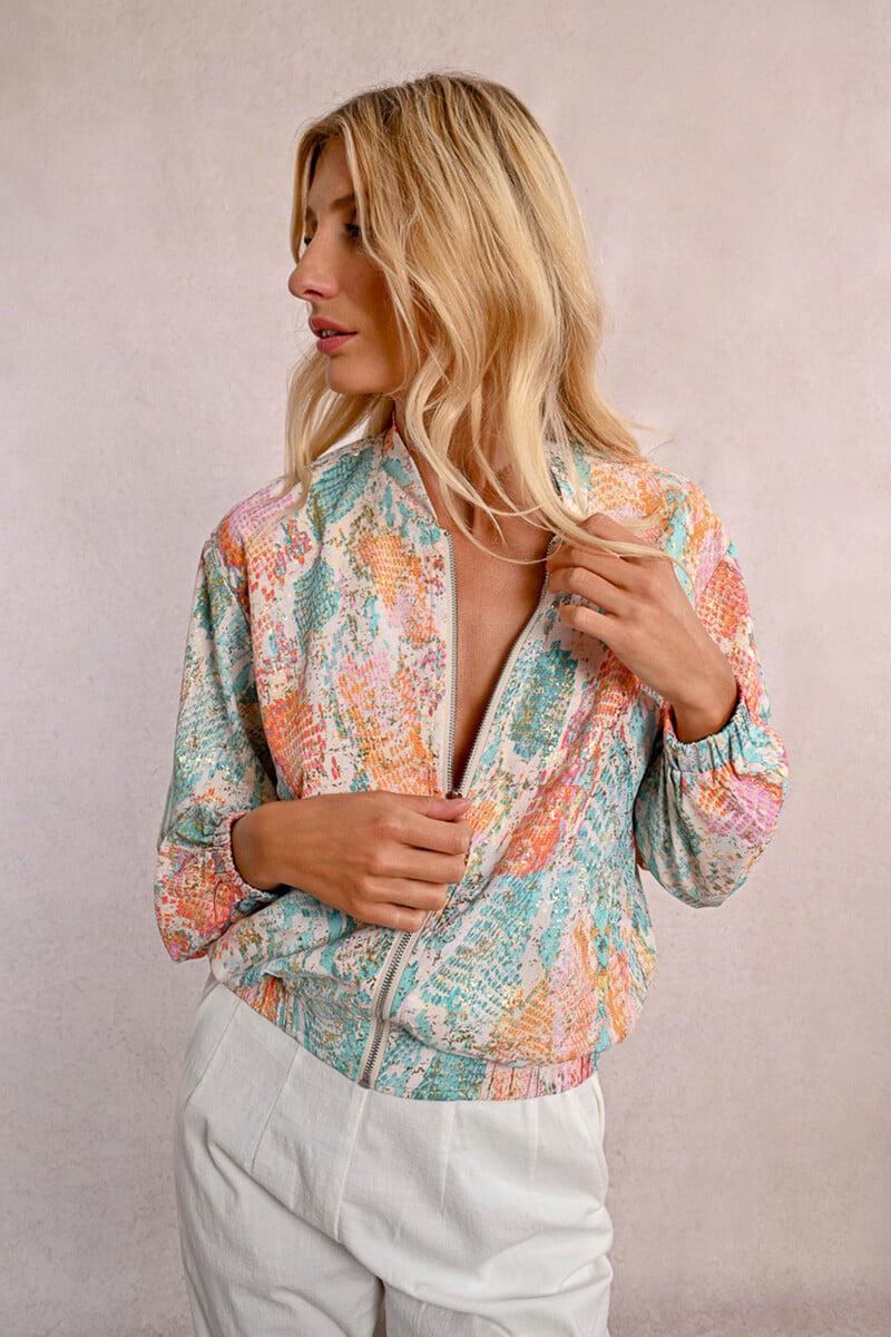 Cortefiel Bomber De Manga Larga Con Estampado