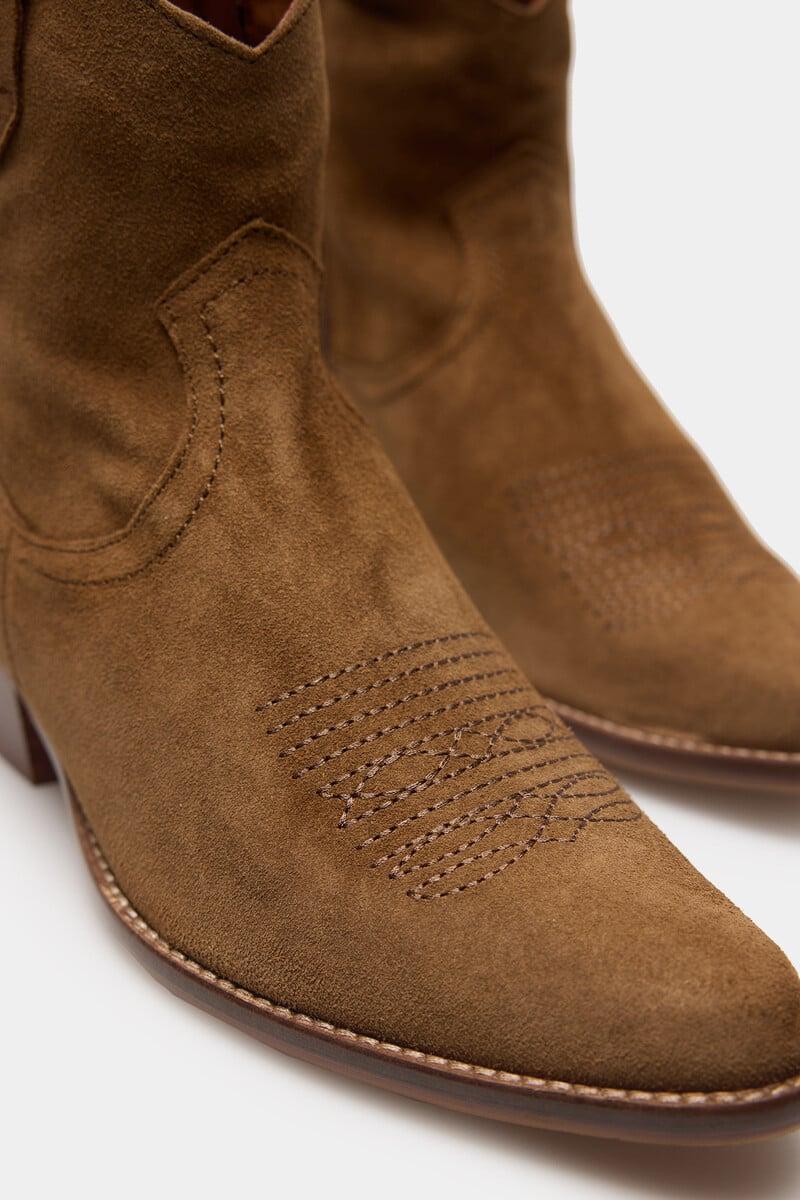 Cortefiel Botines Cowboy Bordados De Piel Calíope