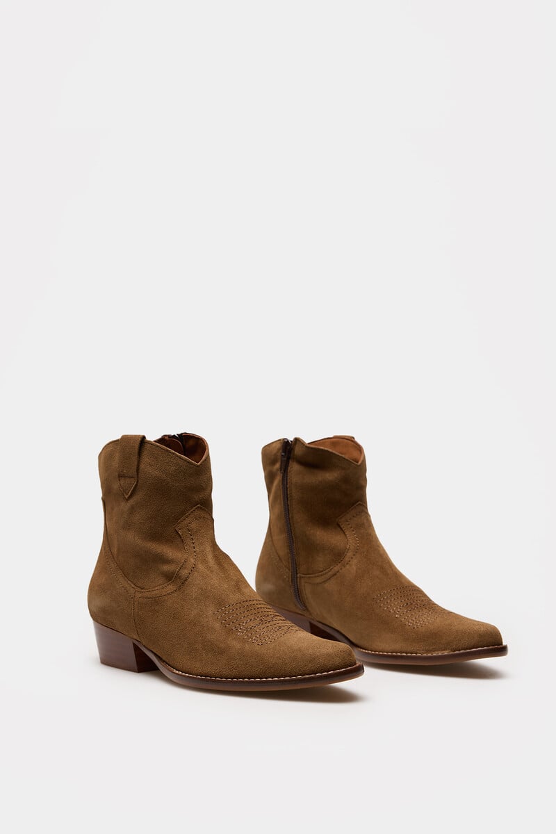 Cortefiel Botines Cowboy Bordados De Piel Calíope