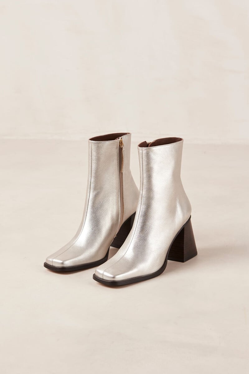 Cortefiel Botines De Cuero Plateado South Shimmer