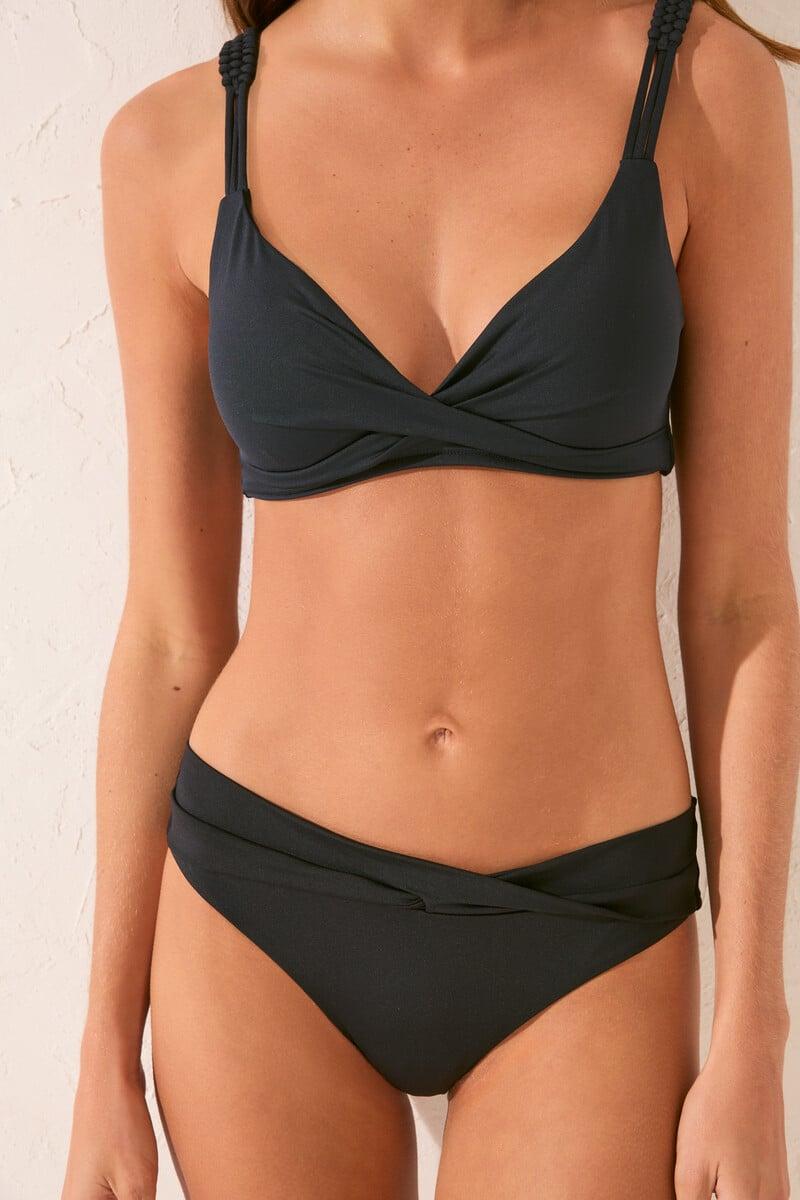 Cortefiel Braga Bikini Media Alta Twist Negro