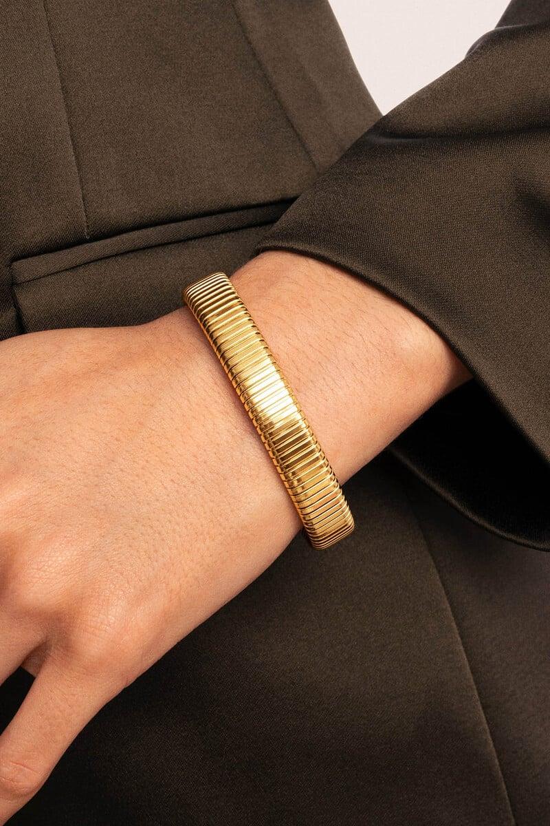 Cortefiel Brazalete Big Belt Acero Baño Oro
