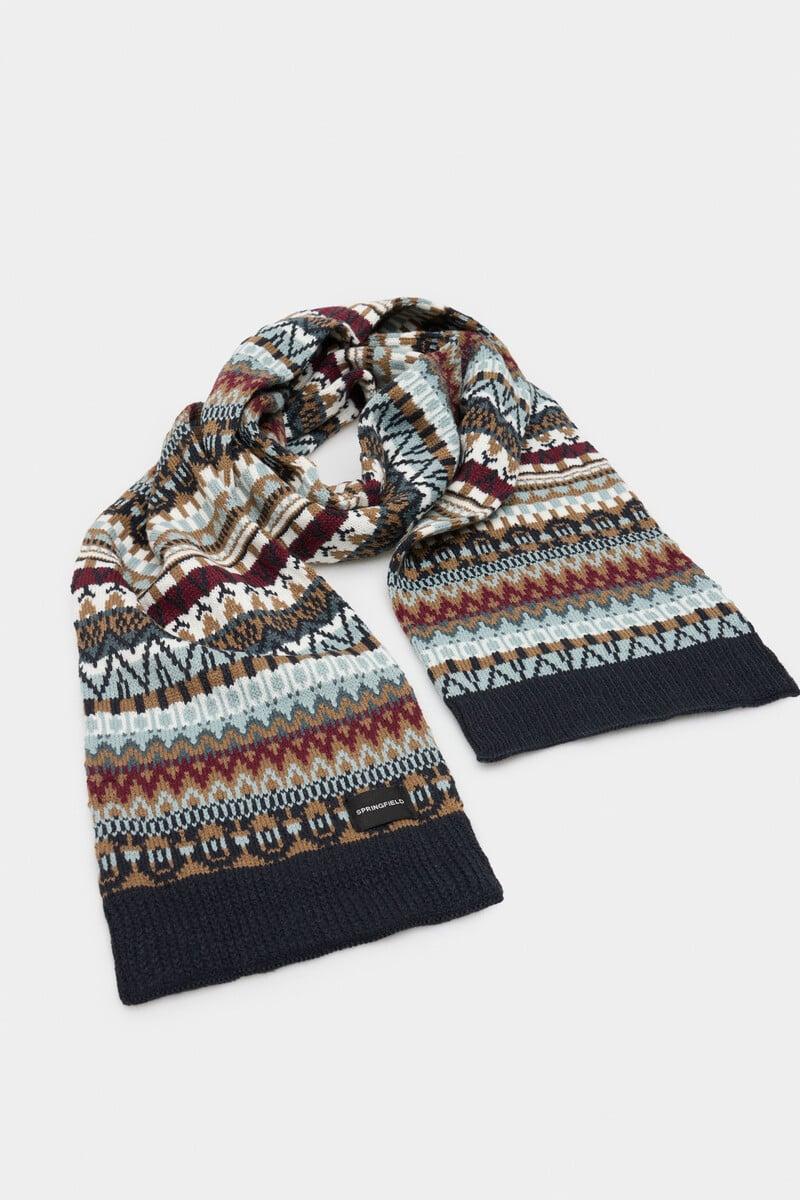 Cortefiel Bufanda Jacquard Multicolor Crudo
