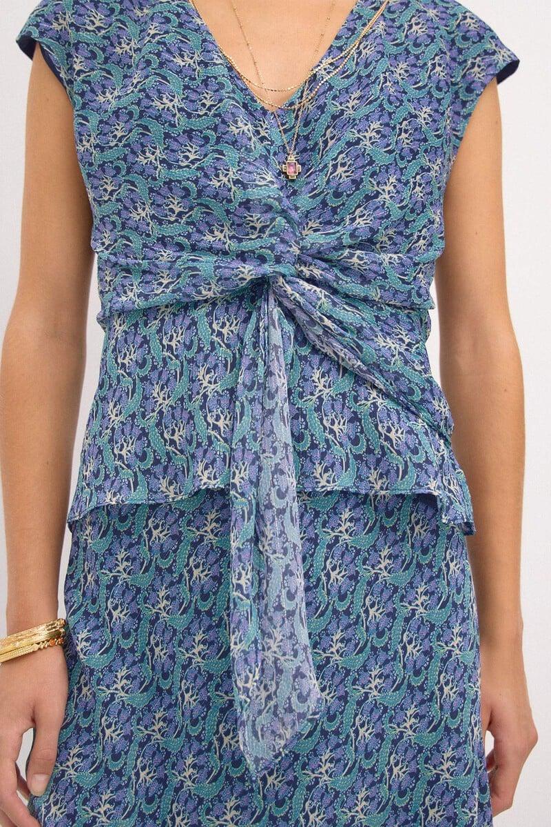 Cortefiel Camelia. Top Nudo Estampado Lurex