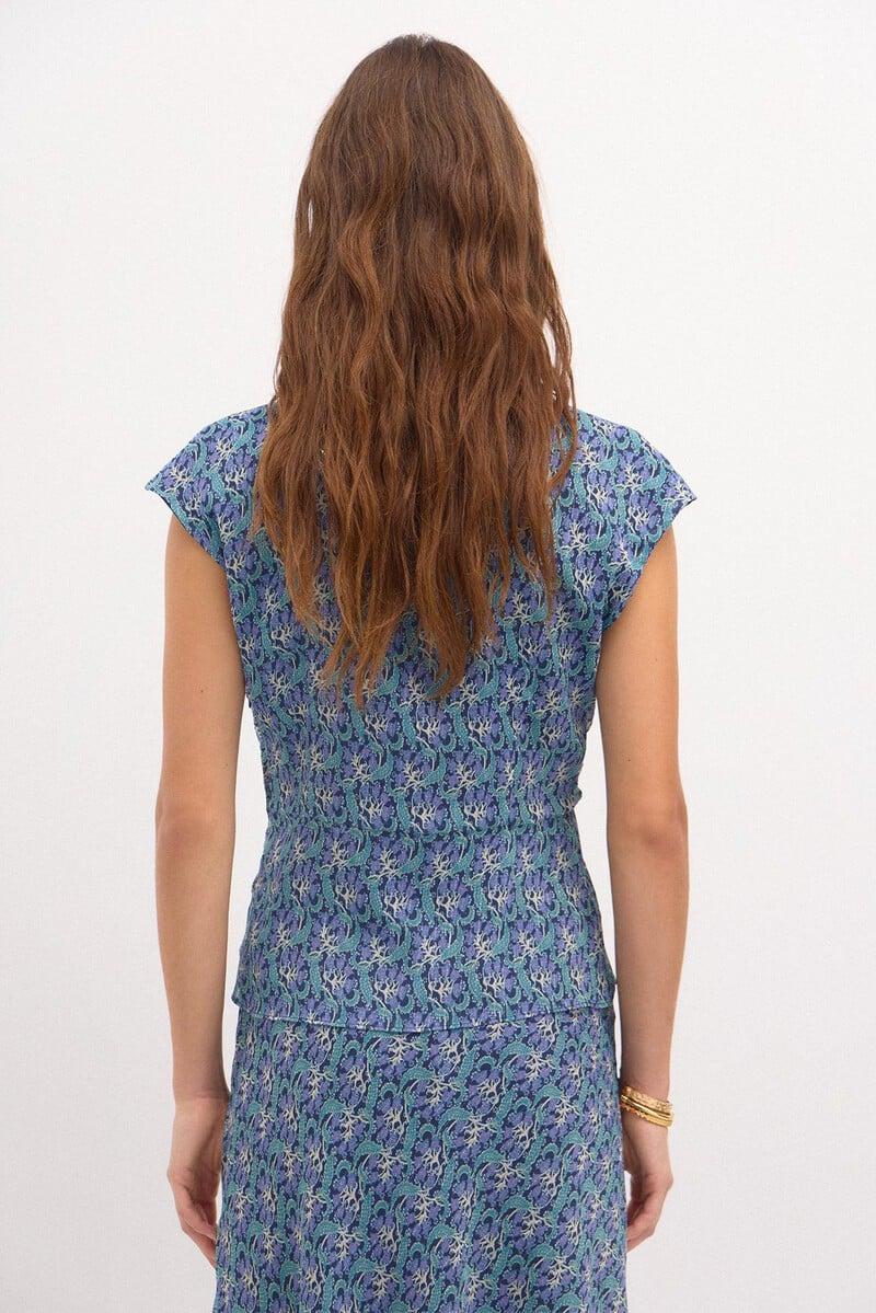 Cortefiel Camelia. Top Nudo Estampado Lurex