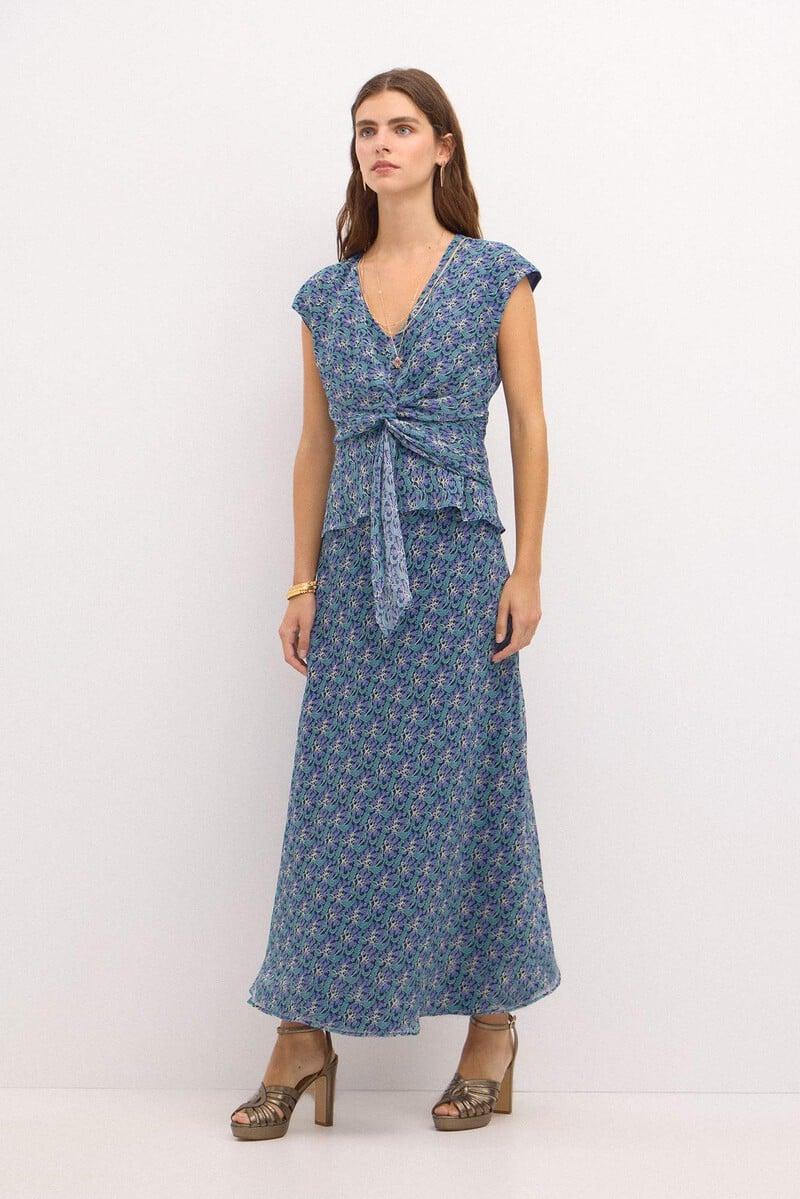 Cortefiel Camelia. Top Nudo Estampado Lurex