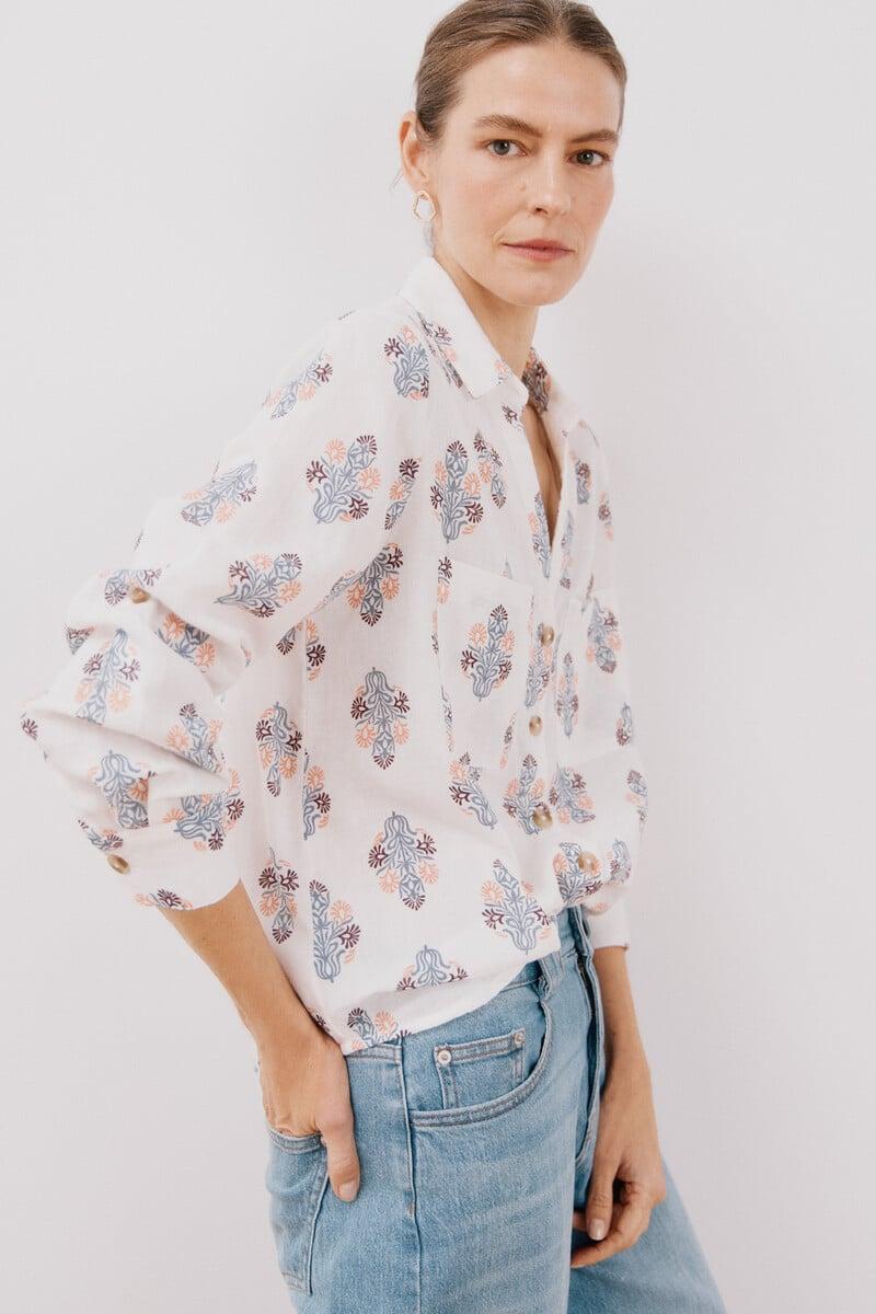 Cortefiel Camisa Algodón Estampada