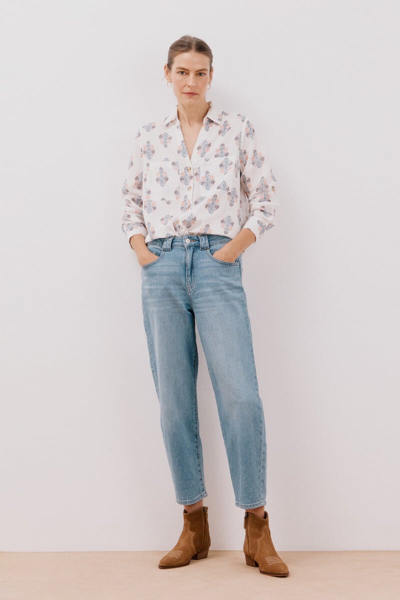 Cortefiel Camisa Algodón Estampada