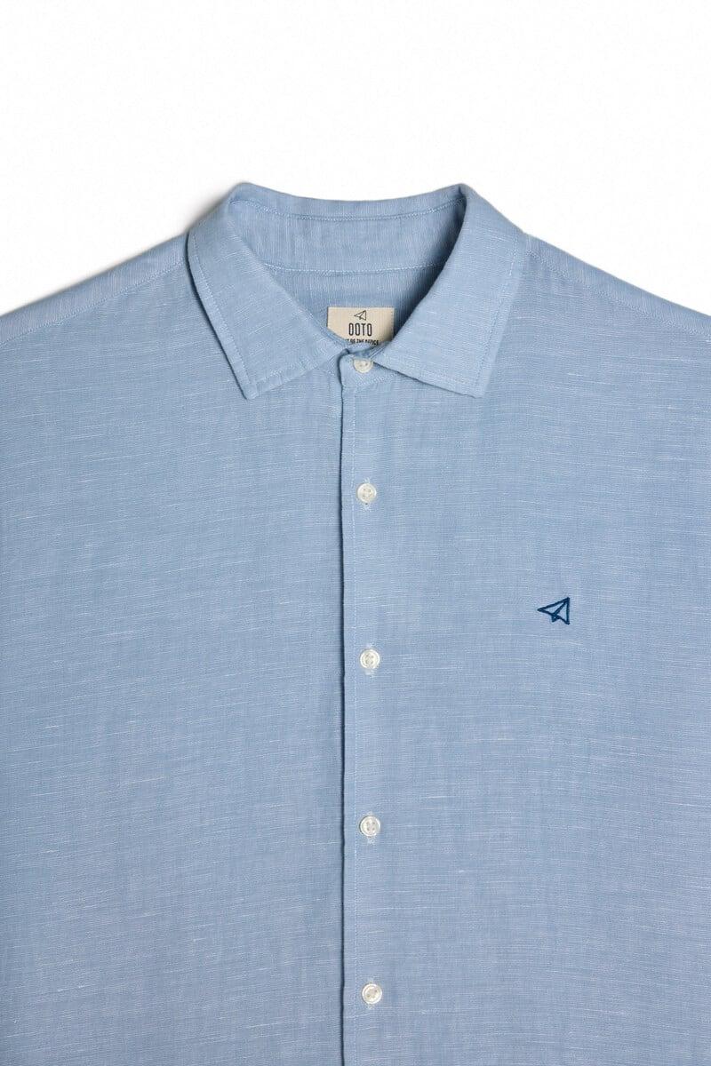 Cortefiel Camisa Algodón Lino Manga Larga