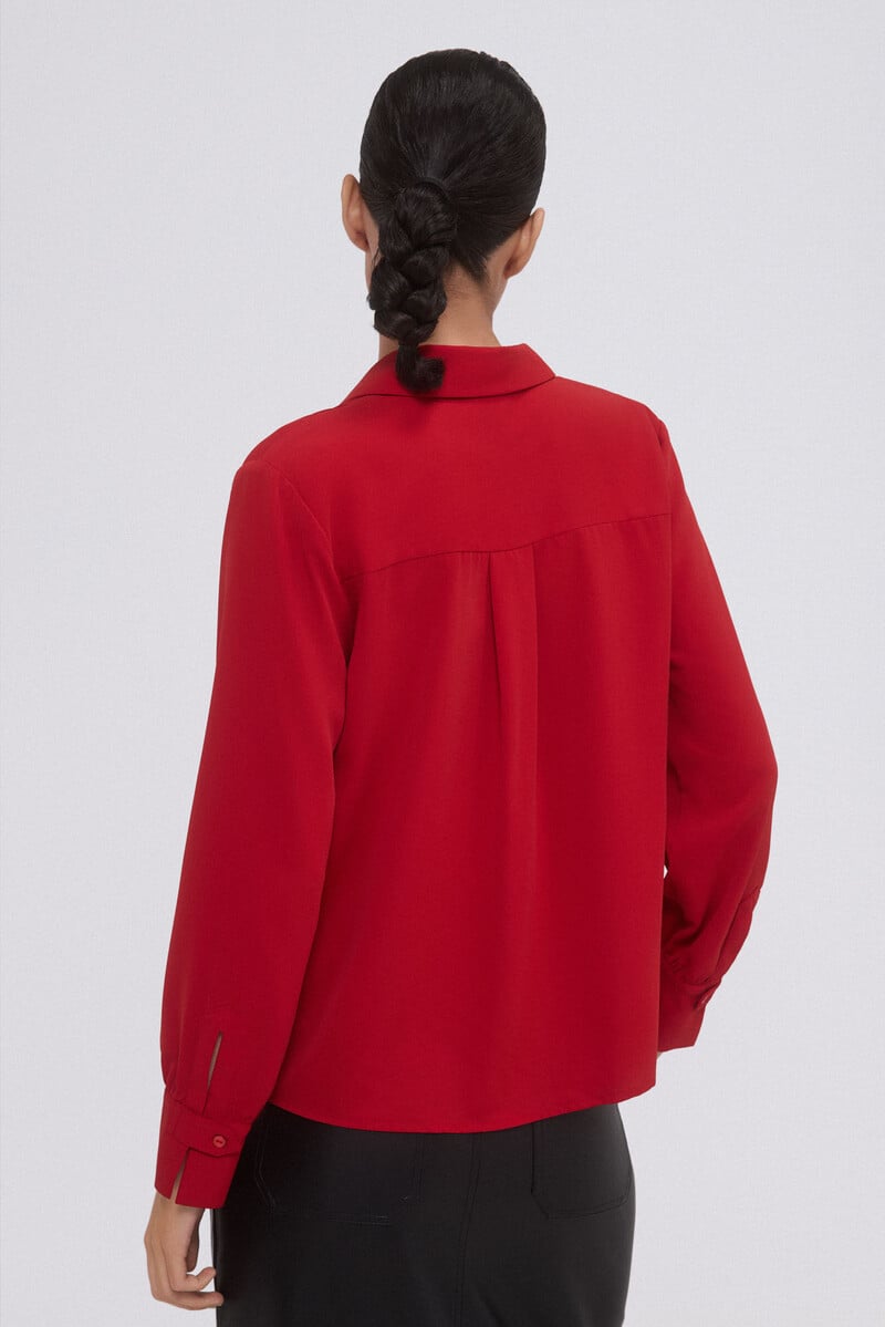 Cortefiel Camisa Cruzada Fluida Manga Larga