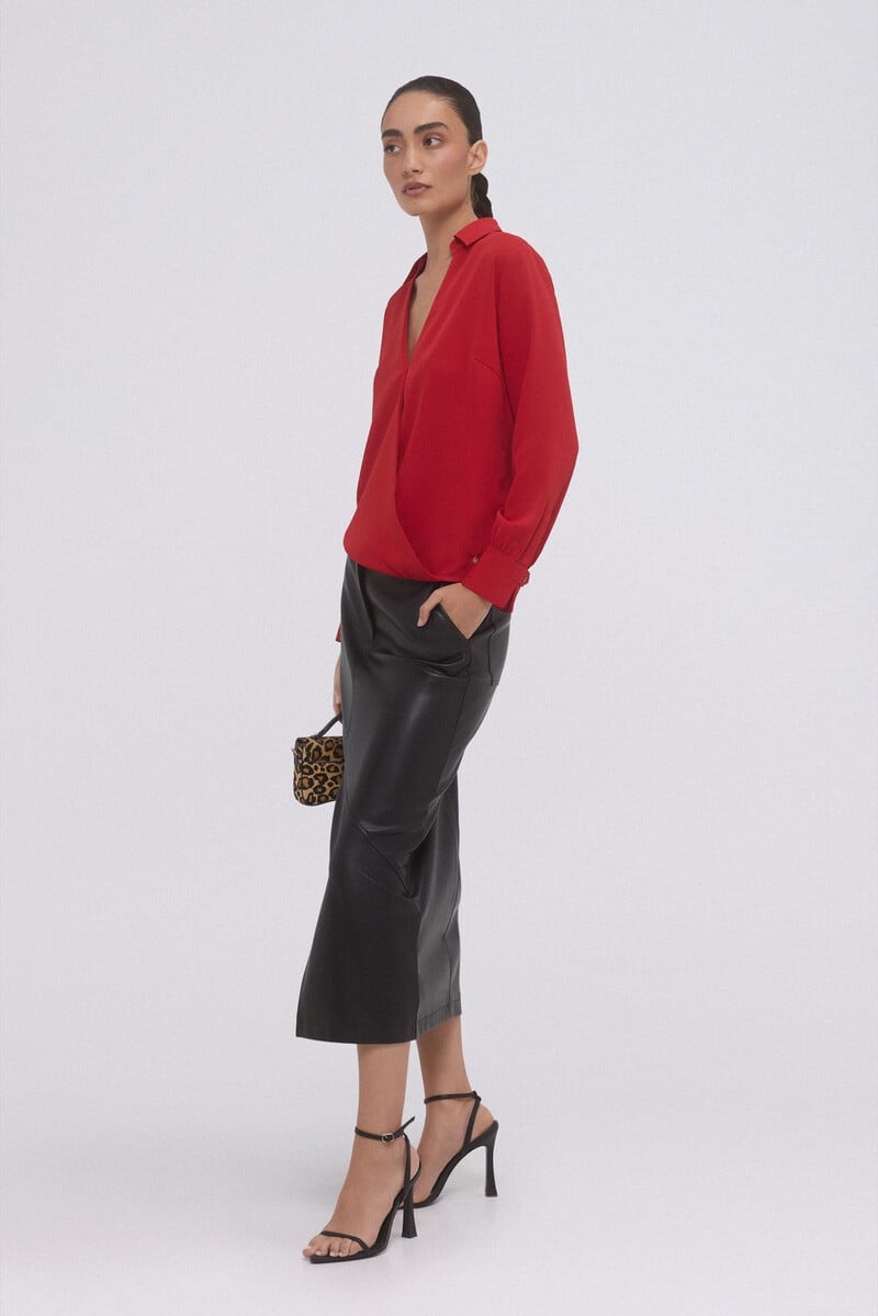 Cortefiel Camisa cruzada fluida manga larga