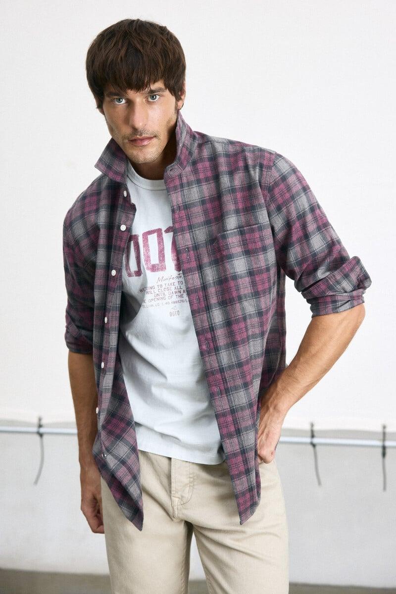 Cortefiel Camisa cuadro tartán manga larga