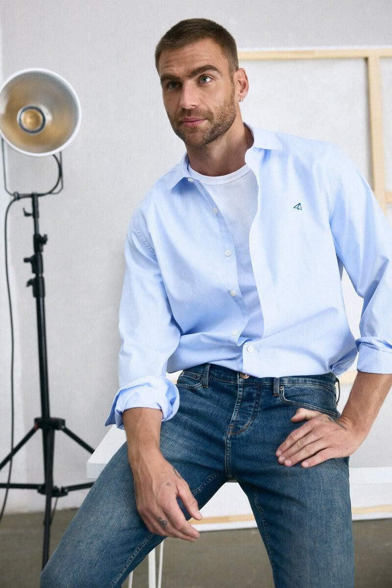 Cortefiel Camisa cuadro vichy manga larga