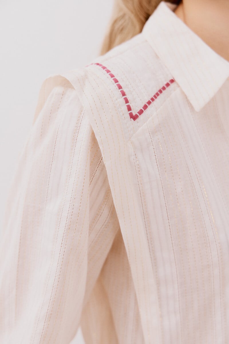 Cortefiel Camisa De Algodón Detalle Bordado