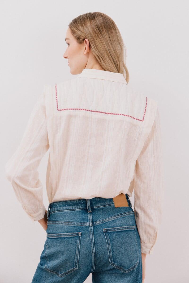 Cortefiel Camisa De Algodón Detalle Bordado