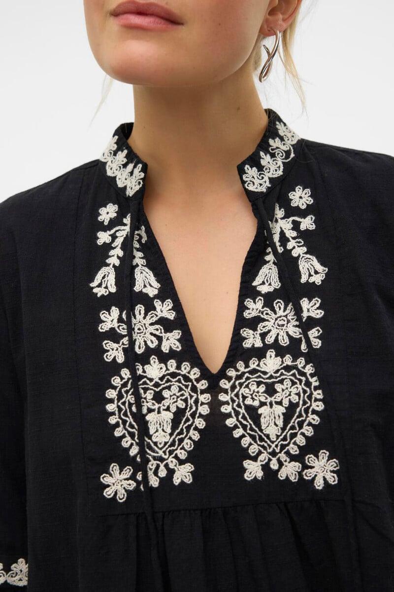Cortefiel Camisa De Manga Larga Detalles Bordados