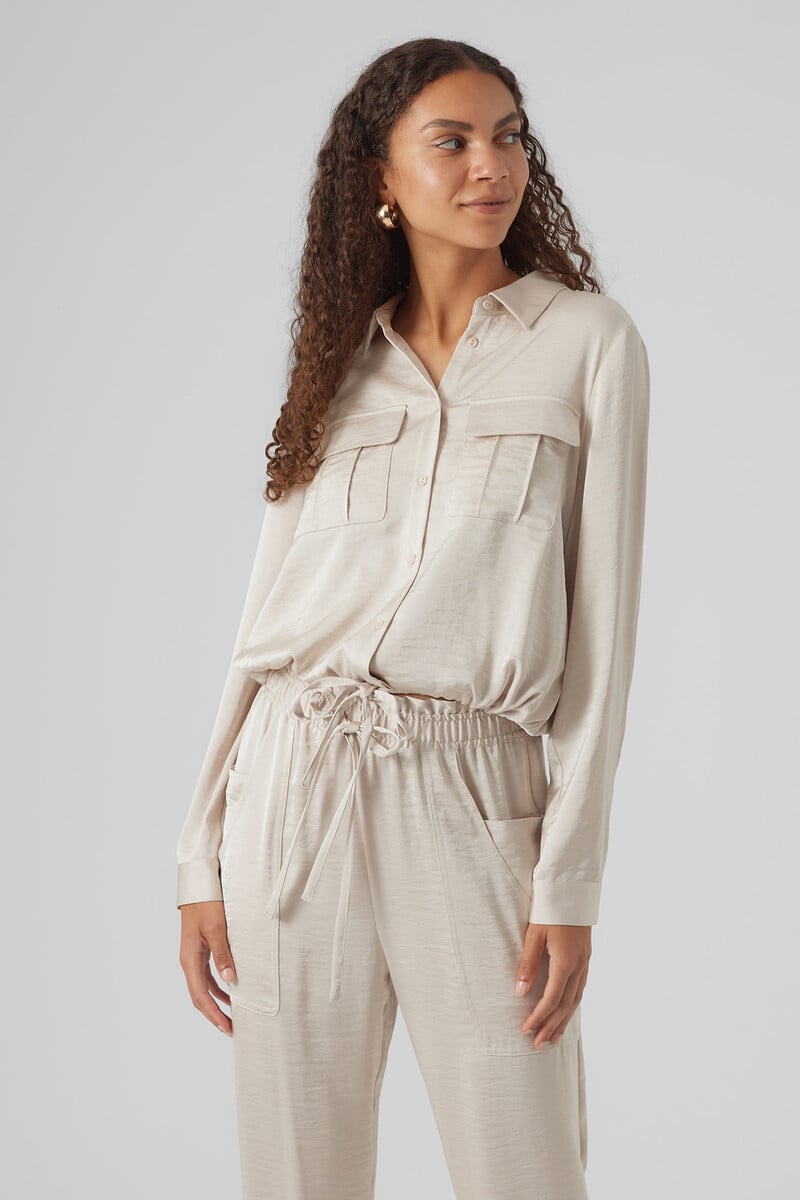 Cortefiel Camisa De Manga Larga Efecto Satinado