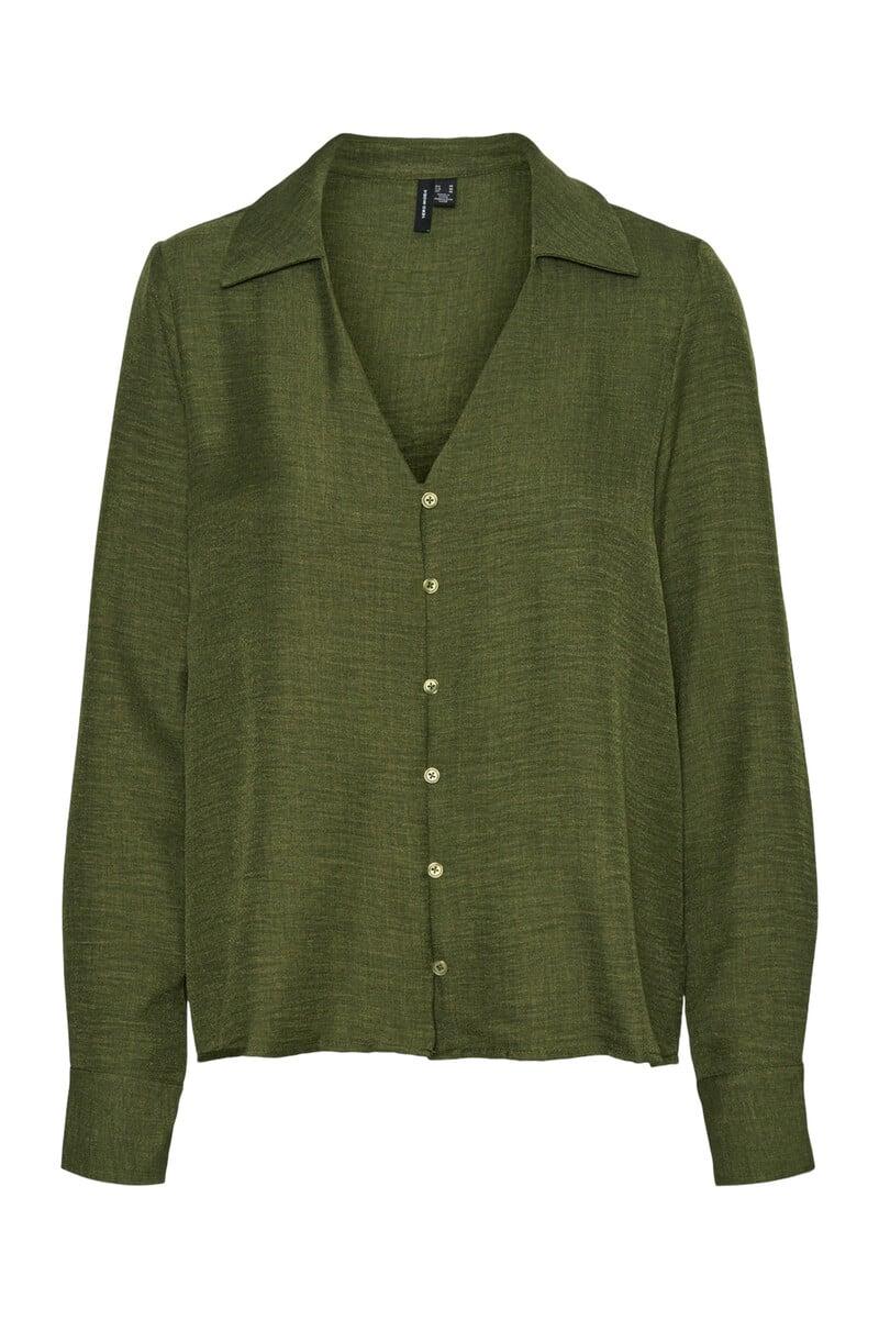 Cortefiel Camisa de manga larga escote pico