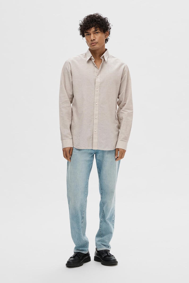 Cortefiel Camisa De Manga Larga Slim Fit De Lino