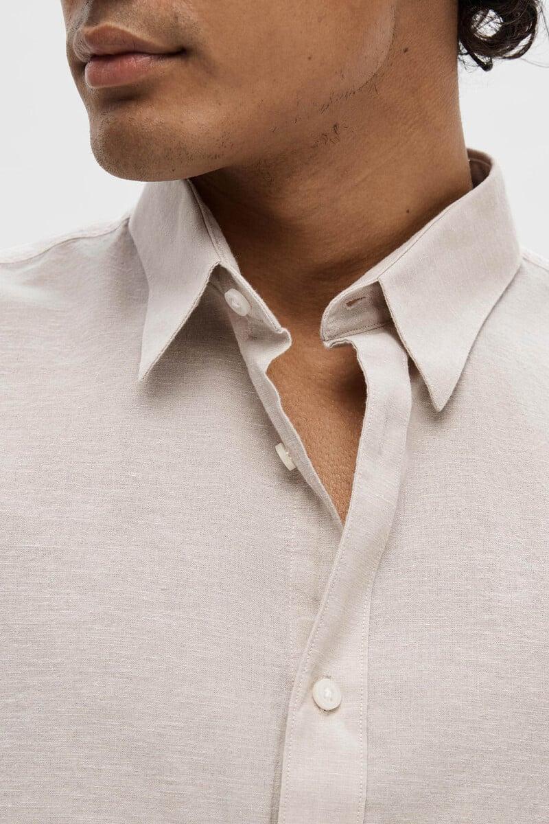 Cortefiel Camisa De Manga Larga Slim Fit De Lino