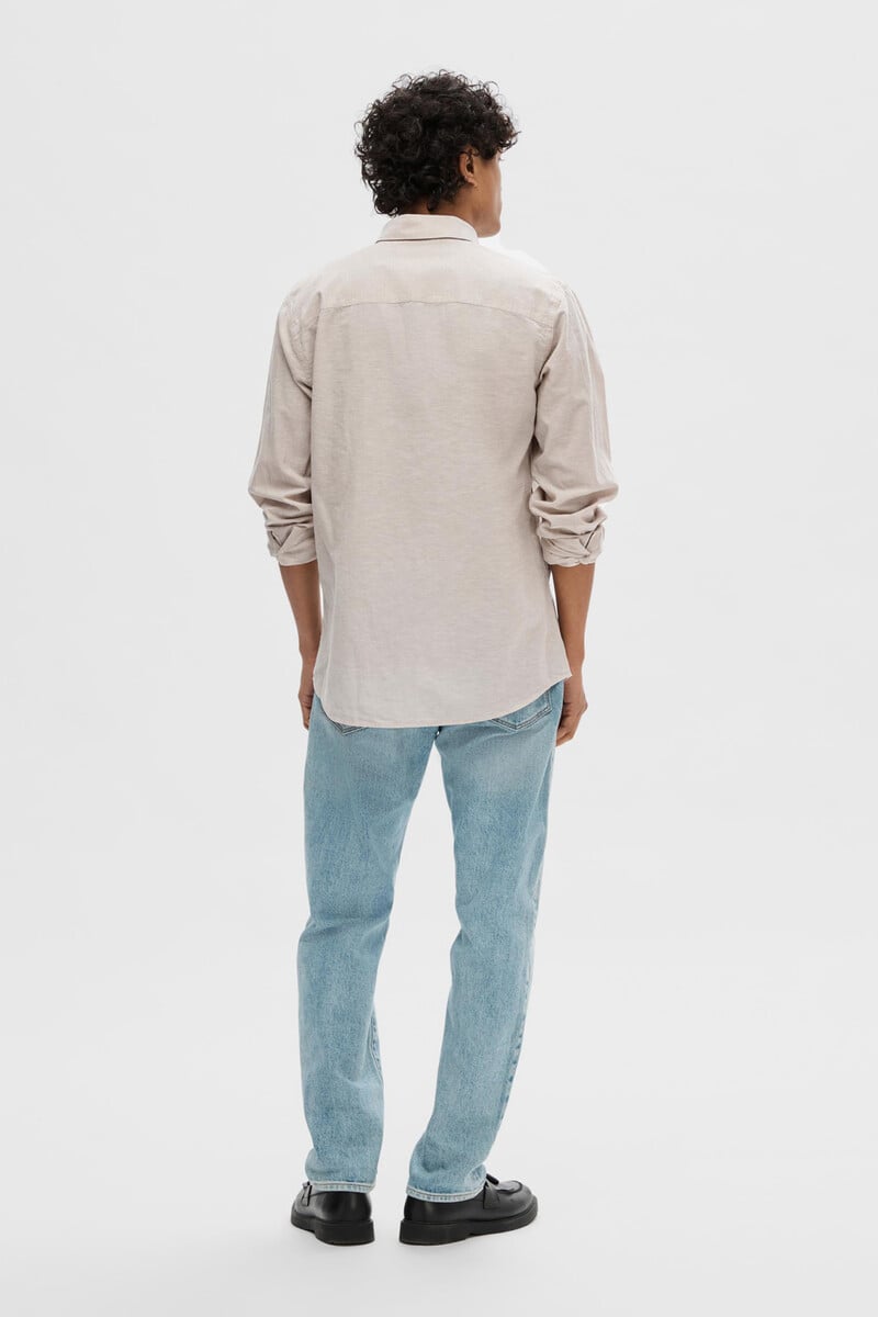 Cortefiel Camisa De Manga Larga Slim Fit De Lino