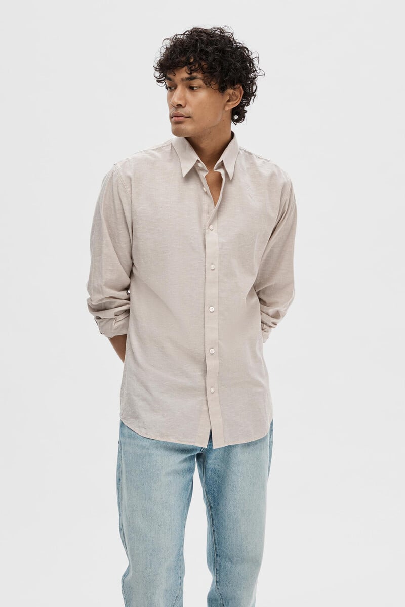 Cortefiel Camisa de manga larga Slim Fit de lino